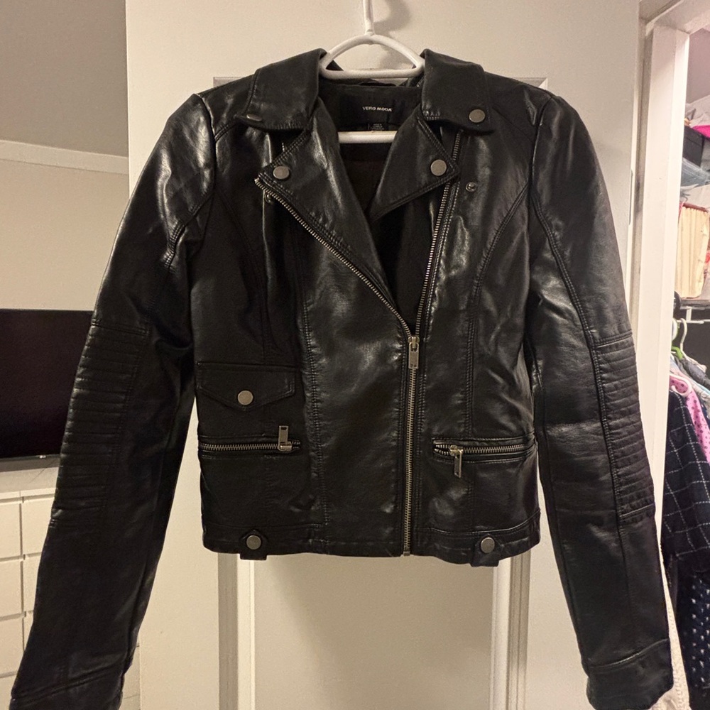 Vero Moda Black Faux Leather Moto-Style Jacket